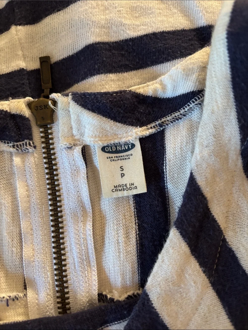 Girls Navy and White Striped Pocket Dress